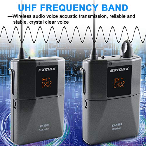 Exmax UHF-9381T10RWITHCASEBLACKUS-YYN Ex-938 Wireless Headset Microphone Tour Guide System Interpreter Transmitter Translator In Your Ear For Church Translation Simultaneous Interpretation thumb #7