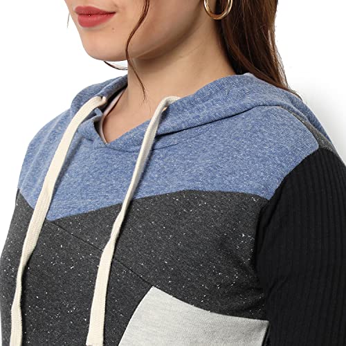 Image of PINACOLADA Women's Double Striped Hoodie with Ribbed Hem for Casual Wear | Hooded Neck | Long Sleeve | Pull On Closure | Cotton Sweatshirt Crafted with Comfort Fit for Everyday Wear