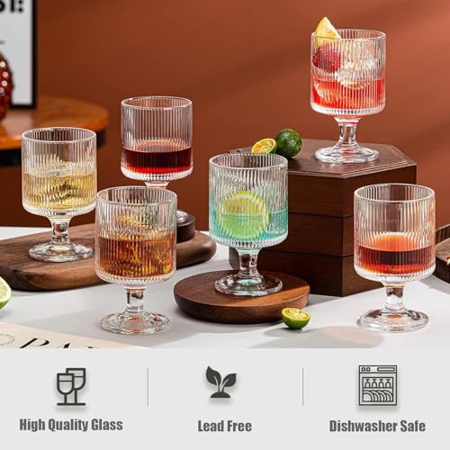 Image of Premium Wine Glasses 300ml, Set of 6 Long Wine, Burgundy Clear Glasses with Stem for Wedding Anniversary, Birthday, Gift (RKT-11, Set of 6)
