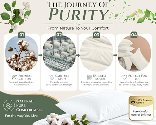 Image of Royale Linens 100% Cotton Pillow Cases King Size Set of 2 - Percale Pillowcase - Ivory Pillow Cases Super Soft Cooling & Breathable Hotel Cotton Pillowcases, Fits King Pillows (20 inchx40 inch, Ivory)