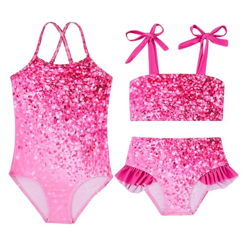 Image of Girls Swimsuit One-piece Bikini Set Two Sets Matching Bathing Suits 2-6T Adjustable Strap Summer Beach
