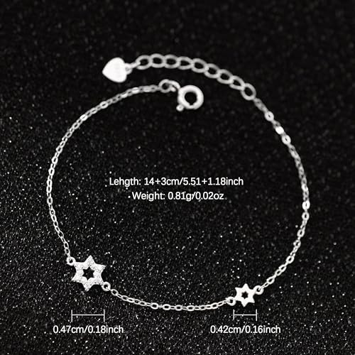 LOVECOM 14K Gold Plated Jewish Star of David Bracelet for Women 925 Sterling Silver Star Cubic Zirconia Link Charm Chain Bracelet Jewish Jewelry Birthday Gifts for Friend Daughter Mom4