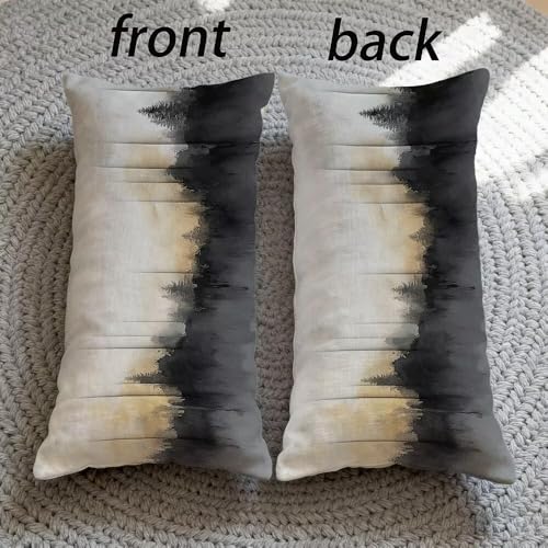 Housse de coussin noir et gris taie d'oreiller 40x80cm rectangulaire - 7