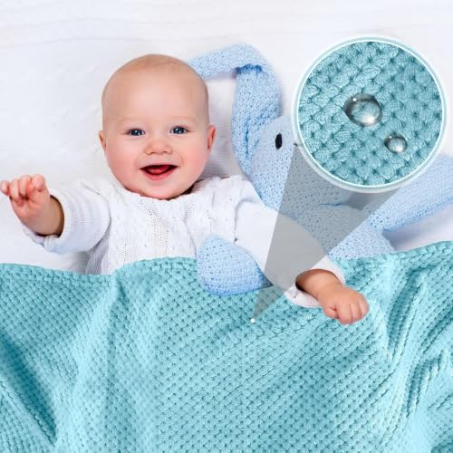Image of Reginary 4Pcs 30x40 Baby Blanket Fuzzy,Light Blue, Pink, Beige, Purple | Waffle Flannel Baby Throw Blankets, Warm Nursery & Crib Blankets, Girl & Boy Newborn Infant