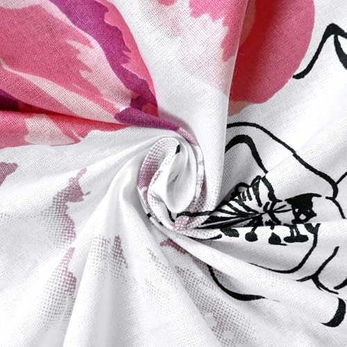 Image of Divine Casa 144 TC Cotton Double Bedsheet with 2 Pillow Covers | Soft Breathable Wrinkle Free Bedsheet for Double Bed | Printed Bed Sheet Set for Bedroom | 222 x 254 cm (Pink Blossom, Floral)