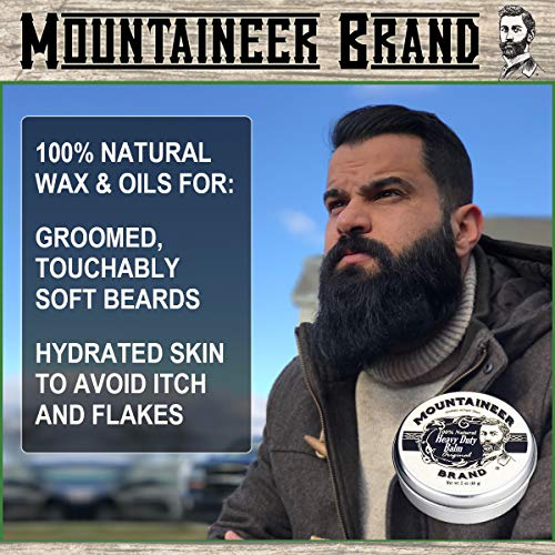 Mountaineer Brand Heavy Duty Beard Balm For Men | 100% Natural With No Parabens Or Dyes | Leave In Styling And Conditioning Balm | Shape, Smooth, Grooming Beard Kit | Original Scent 2Oz #TOP1