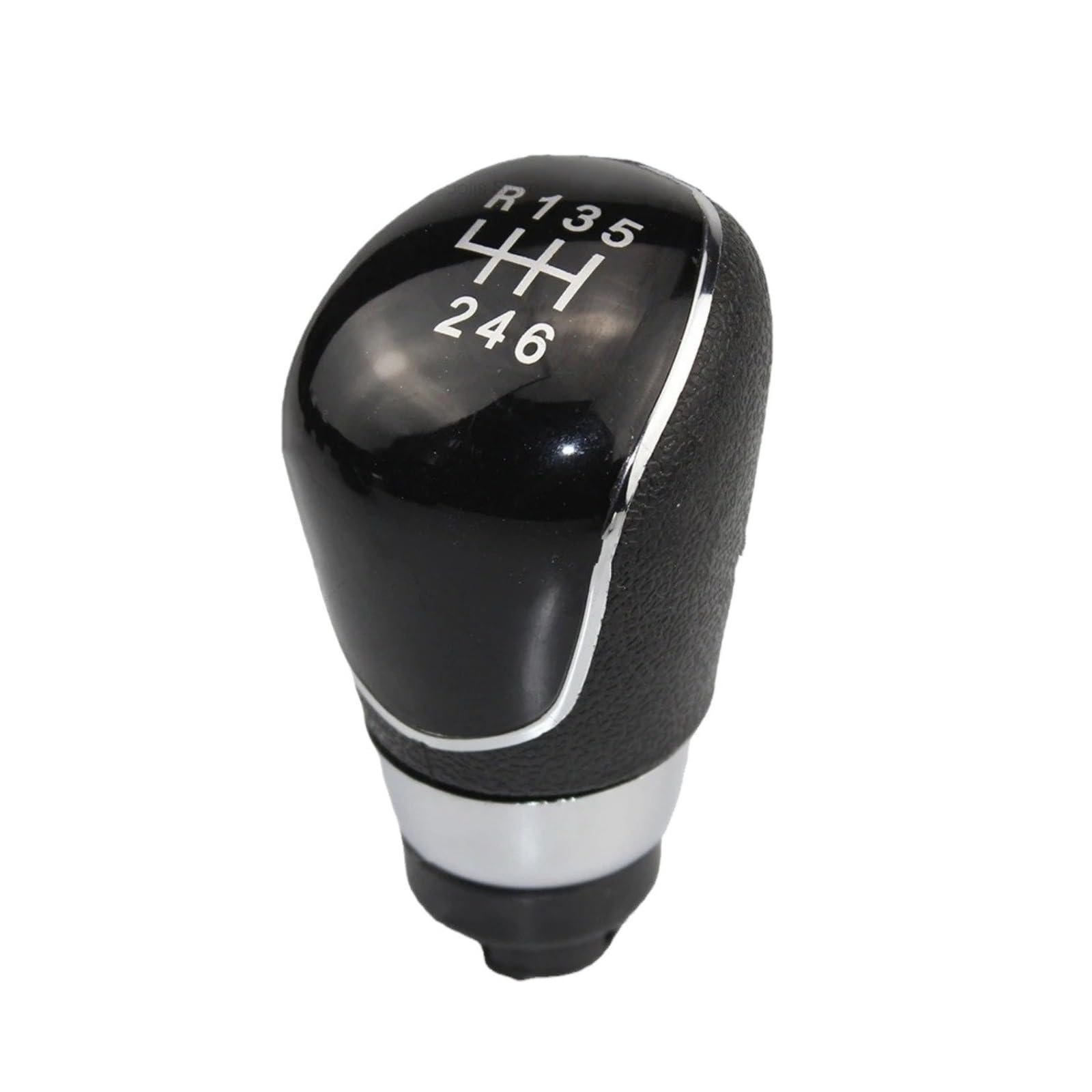 Xexjhqq Black 6 Speed Gear Stick Knob For Fiesta For Mk7 For Focus For Mk2 Fl For Mk3 2008-2013 5/6 Speed Gear Shift Knob Chrome Black Leather Gaiter Boot Cover(Black 6 Speed)