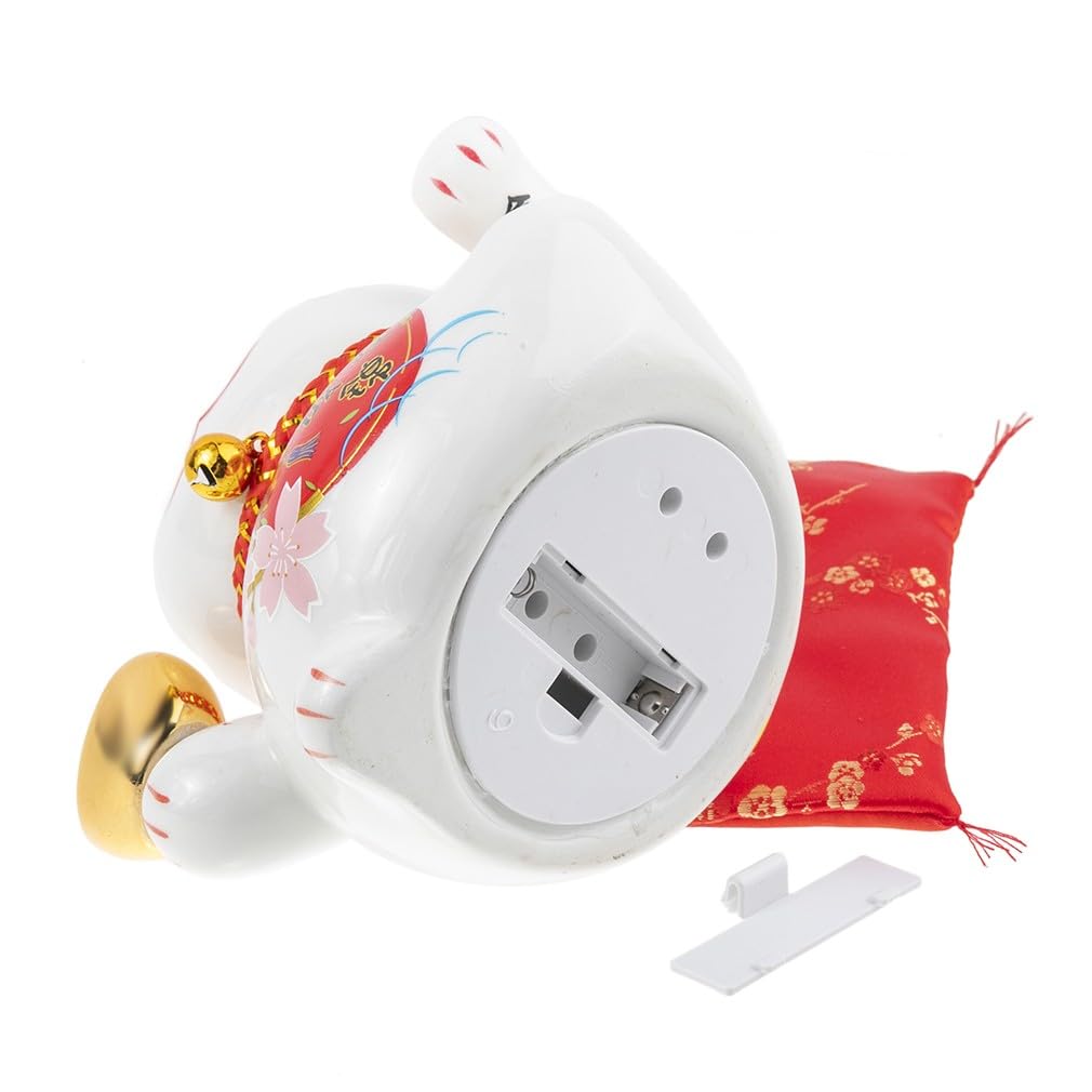 lachineuse - Gatto Maneki Neko - Statuetta giapponese del gatto fortunato - Braccio mobile - Oggetto decorativo kawaii - Porcellana del gatto fortunato - Fortuna, felicità, fortuna