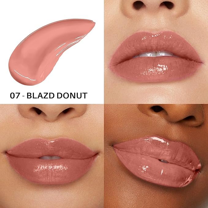 Image of PREMIUM Gloss Bomb Lipstick + Gloss | Lightweight & Non-Sticky | Smooth 8 Hrs Hydrating Formula | | High Shine Lipstick for Women Enriched with Shea Butter, Vitamin E & Squalane (07 - Blazd Donut, 3.6g) SH-7711