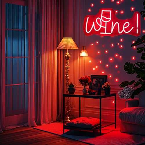 Image of Acrylic Wine Neon Sign for Wall or Window Background Decor,LED Dimmable Bar Neon Decorative Cocktails Light Handmade Art Lamp for Home Pub Wedding Party Bar Studio,5V USB Powered