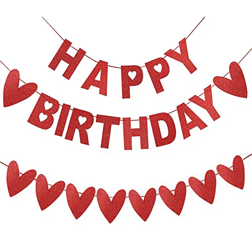 Image of FestikoValentines Day Birthday Banner for Valentine's Day Decoration Heart Banner for Valentines Day Birthday Party Decorations Supplies, 3Pcs