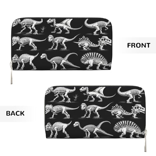 PU Leather Wallet for Women - Hand Long Wallets Holds Cards, Cash, Ladies Purse Organizer with Zipper Coin Pocket for Men Gifts Trave,Dinosaur Mural3