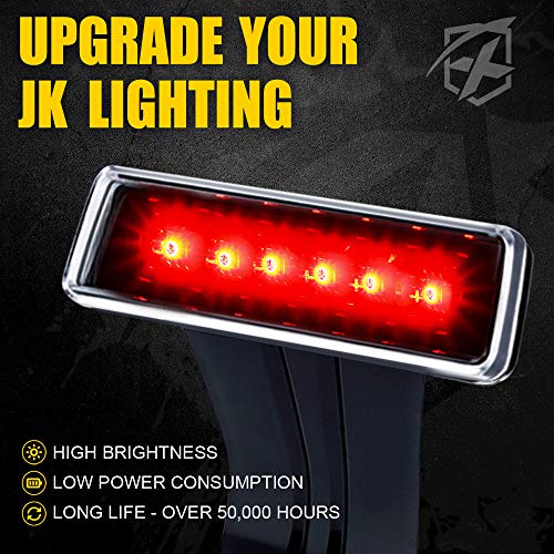 Image of High Mount LED Clear 3rd Brake Light Compatible with 2007-2018 Jeep JK JKU | Brighter, IP68 Waterproof, PC Material, ABS Plastic, Plug N Play