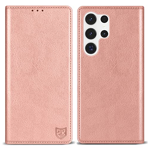 Image of ZZXX for Galaxy S23 Ultra Wallet Case Strong Magnetic 6.8 inch,Rose Gold