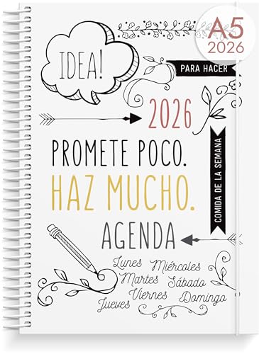 Burde Doodle A5 2026 - Planificador Calendario Semanal Para Profesores, Estudiantes Y Profesionales, Agenda De 12 Meses Con Pegatinas Y Encuadernación En Espiral