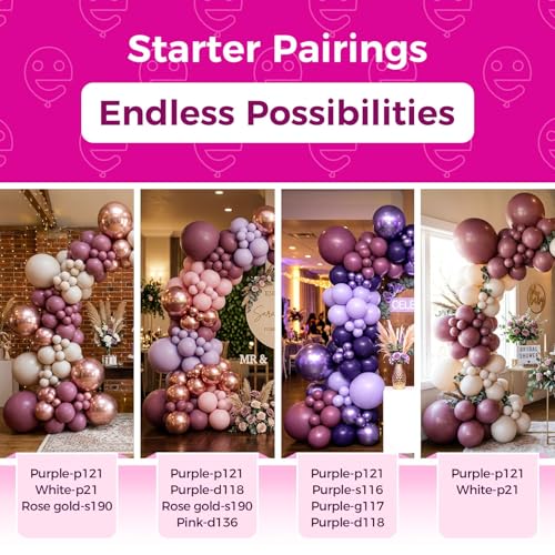 Image of Bezente Dark Purple Latex Party Balloons - 100 Pack 12 inch Round Helium Dark Magenta Dusty Plum Royal Purple Boho Neutral Balloons for Butterfly Birthday Wedding Anniversary Party Decorations