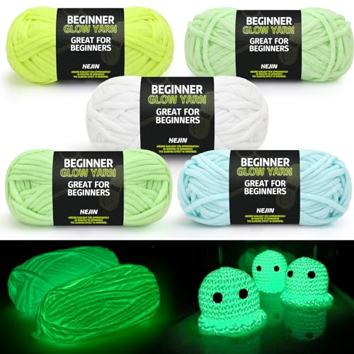 5x50g Glow in The Dark Yarn Set for Crocheting and...