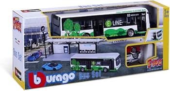 Bburago - Street Fire - Bus Set - Kit avec 1 Bus et Son Abribus +