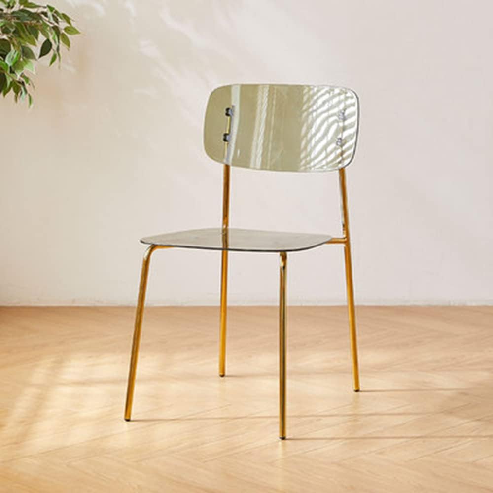 Acrylic Transparent Chair, Transparent Back Ghost Chair, Minimalist Transparent Acrylic Lounge Chair, Bedroom Plastic Crystal Back Chair, Living Room, Dining Room,Gray