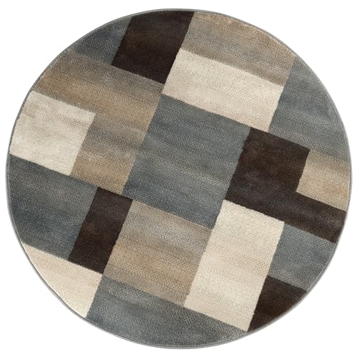 Tapete decorativo superior interior redondo 8' gris miniatura 2