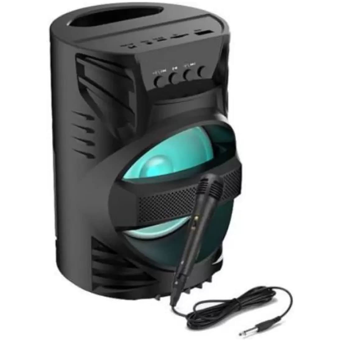 WS-04 Portable Bluetooth Speaker 5.0 Wireless Speakers with HD and Rich Bass DJ Light Carry Handle-Travel Surround Sound Support Bluetooth, FM Radio, USB, Micro SD Card Reader, AUX with [Free Mic]