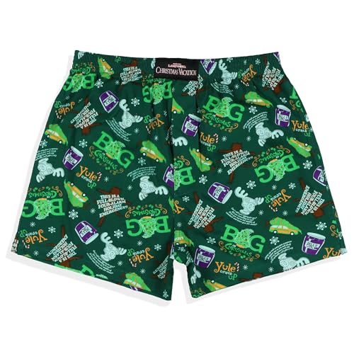 INTIMO National Lampoons Christmas Vacation Boxer Shorts Mens Movie Quotes Yule Crack Up Underwear (Small) Green
