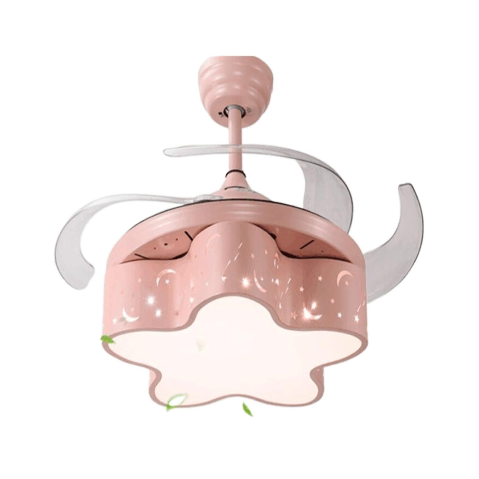 ERETYRET Children Fan Light Nordic Invisible Ceiling Restaurant Children;Bedroom Girl Princess Room Chandeliers Quiet Cooling(Pink,36inch)