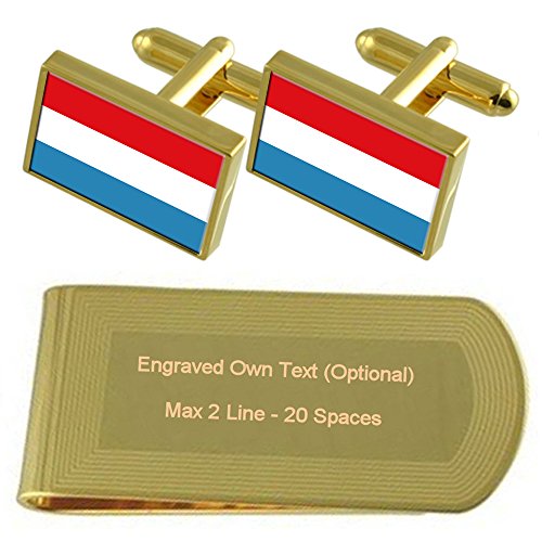 Collier drapeau Luxembourg gravé : le cadeau idéal avec boutons de manchette
