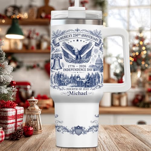 Image of Personalized 250th Anniversary Of America Tumbler - Custom Patriotic USA Flag 1776-2026 Gifts - US Eagle Freedom Tumbler 40OZ A14 - American Flag Independence Celebration Gifts For Men, Women