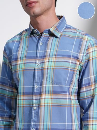 Image of Highlander Men's Slim Fit Check Shirt | Long Sleeves | Regular Collar | Casual Shirts for Men