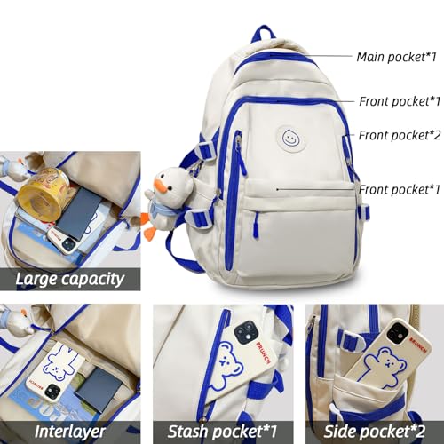 Teclado Kawaii Backpack with Cute Accessories Lightweight Bookbags Laptop Bag Waterproof Casual Travel Daypacks (Black)3