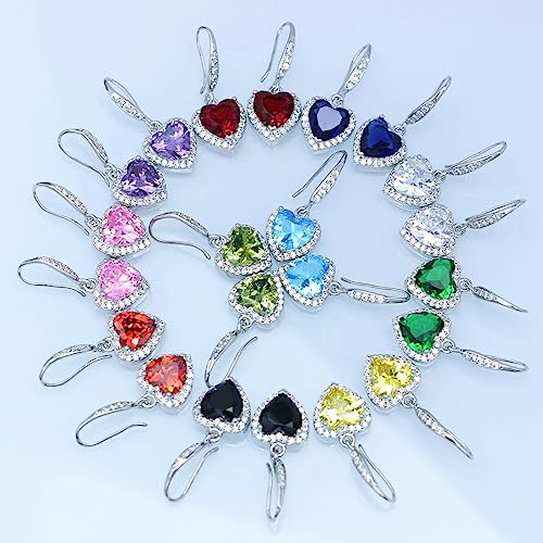 GZWHD Love Heart Cubic Zirconia Earrings for Women, Valentine's Day/Christmas/Mother's Day/Birthday/Birthstone Gift for Mother/Wife/Friend, Wedding/Prom/Party Earrings3