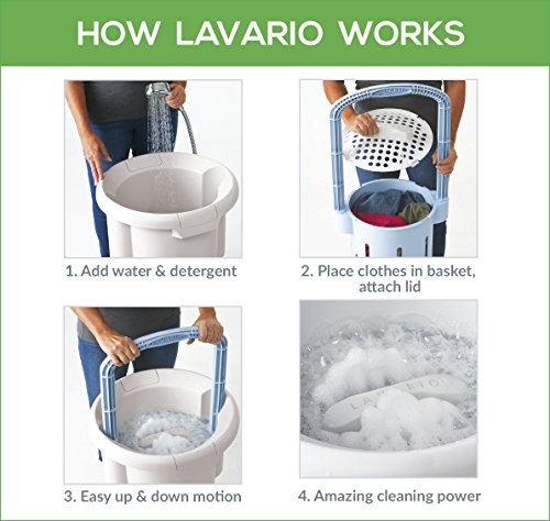 Lavario Portable Clothes Washer (Manual Non-Electric Portable Washing Machine for Camping, Apartments, RV’s, Delicates) - Thumbnail 3