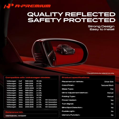 A-Premium Driver Side Manual Door Mirror Compatible with Volkswagen by A-Premium - Used condition - Image 2