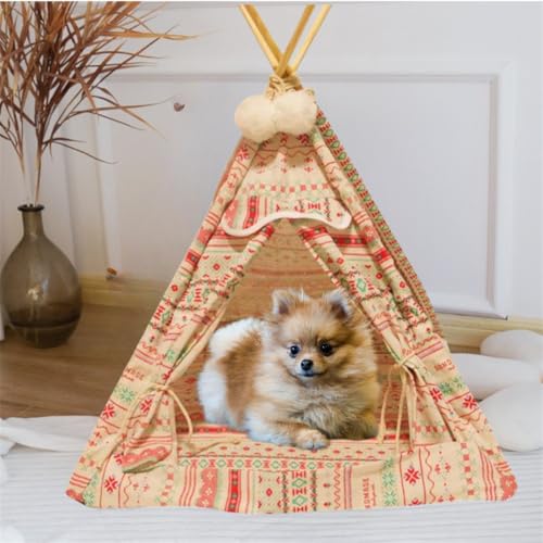 Selena Dog House Cat Tent Teepee with Cushion Washable Indoor Outdoor Soft Cozy Puppy Kitten Cute Bohemian Plaid Pet House (One Size,Bohemian)