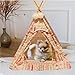 Selena Dog House Cat Tent Teepee with Cushion Washable Indoor Outdoor Soft Cozy Puppy Kitten Cute Bohemian Plaid Pet House (One Size,Bohemian)