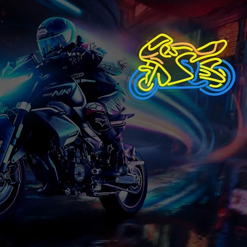 Image of Motorcycle Neon Sign for Bedroom Wall Decor, Automotive LED Neon Light Sign with Dimmable for Man Cave Sports Studio Bar Wall Art, Boy Birthday Gift