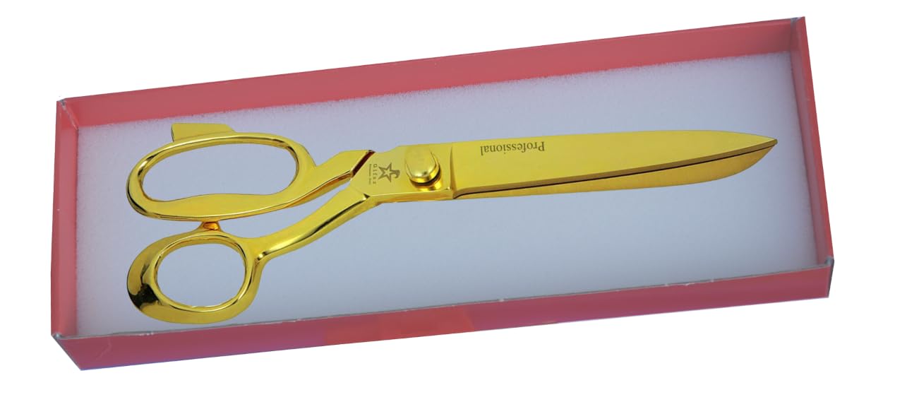 Gifaz Tijeras de costurera para inauguración y ceremonias de corte de cinta dorada. 26 cm