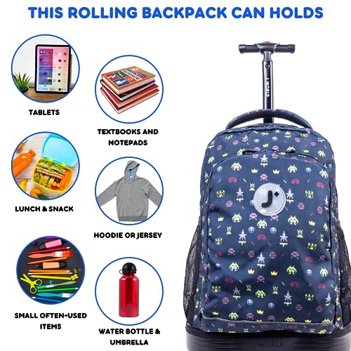 Image of J World Sunny Rolling Backpack for Kids. Roller Bag With Wheels, Game
