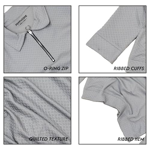 Image of Peppyzone Men's Full Sleeve Textured Polo T-Shirt with Collar | Stylish Chain Zip Tshirt for Man | Premium Polyester Lycra Stretch Fabric | Long Sleeve T Shirt for Men