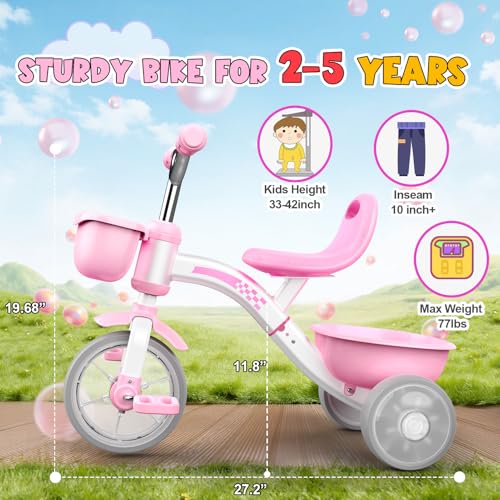 Kkdi Toddler Tricycle with Light Wheels