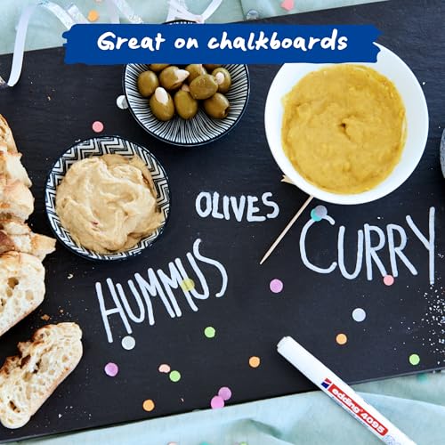 edding 4095 Kreidemarker Sets - Rundspitze 2-3 mm - Kreidestift für Tafel abwischbar - zum Beschriften von Fenster, Glas, Spiegel - Tafelstift mit deckenden Farben