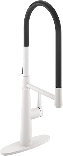 CASAINC Grifo de cocina blanco mate, 23 pulgadas de alto con 2 modos de apertura, cobre sin plomo de 1.8 gpm, grifo de cocina comercial para