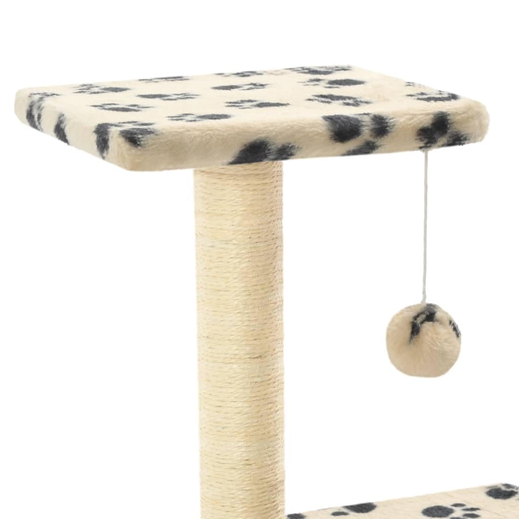 Árbol rascador para gatos con tronco de sisal, 65 cm, pequeño árbol rascador para gatos y gatitos con pelota de juego, plataforma de observación y cueva, juguete de escalada estable para