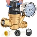 Nilight RV Water Pressure Regulator for RV Camper, Adjustable Handle Water Hose Pressure Regulator with Oil Filled Gauge and Inlet Screen Filter Brass Lead-free Reducer Valve for Camper Travel Trailer