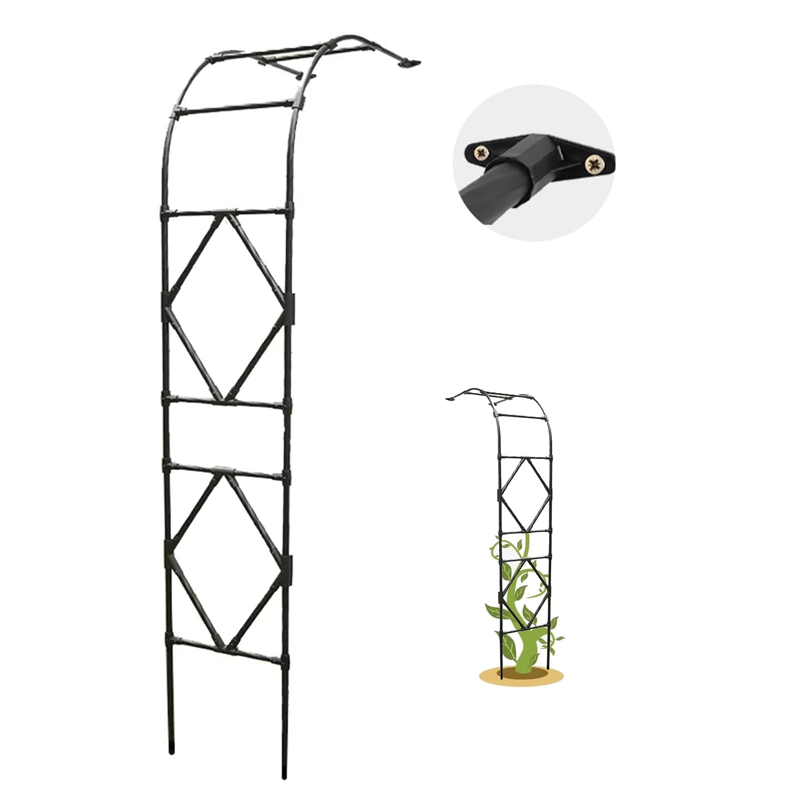 Nero Arco Di Metallo Arco Da Giardino Semiarco Per Impianto Di Aiuto Rosa Telaio Larghezza: 60/90/120/150/180/220/240/260/300cm(150x240cm/59x94in)