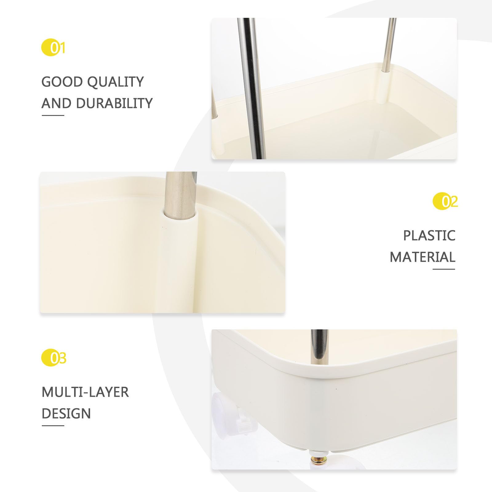 Carrello Portatutto Multiuso a Livelli in Plastica Bianco
