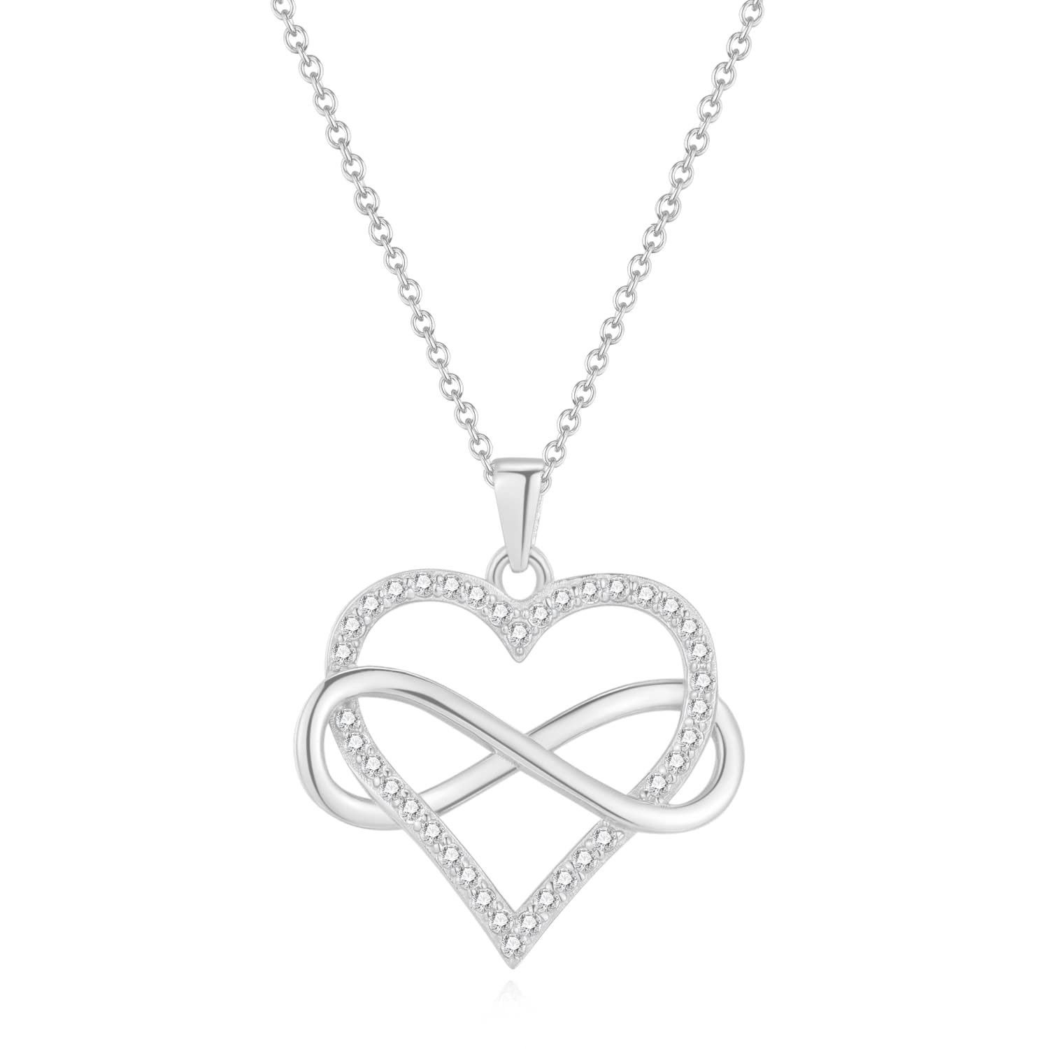 BURKLUMInfinity Heart Necklace for Women Heart Pendant Necklace Infinity Necklace Anniversary Birthday Jewelry Gifts for Wife Girlfriend Mom Daughter