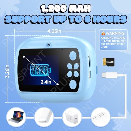 Image of PLUSPOINT Unicorn Cute Instant Print Camera for Kids, Dual Selfie Digital Camera with 1080P HD Videos Recoding, Instant Photo Printer Best Birthday Gift for Boys and Girls
