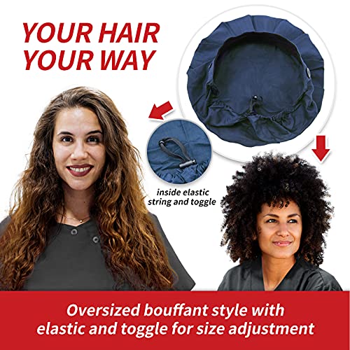 Image of ABAMERICA Bouffant Caps with Button and Sweatband, Adjustable Scrub Caps for Women Men, One Size Multi Color